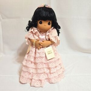 Precious Moments 15" Doll in Lace Pink Communion Dress